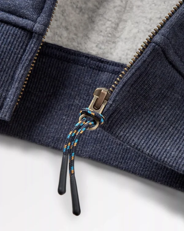 Store Passenger Heritage Full Zip Organic Cotton Hoodie Deep Navy Marl
