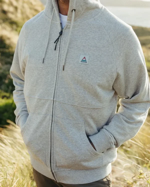 Store Passenger Heritage Full Zip Recycled Cotton Hoodie Grey Marl