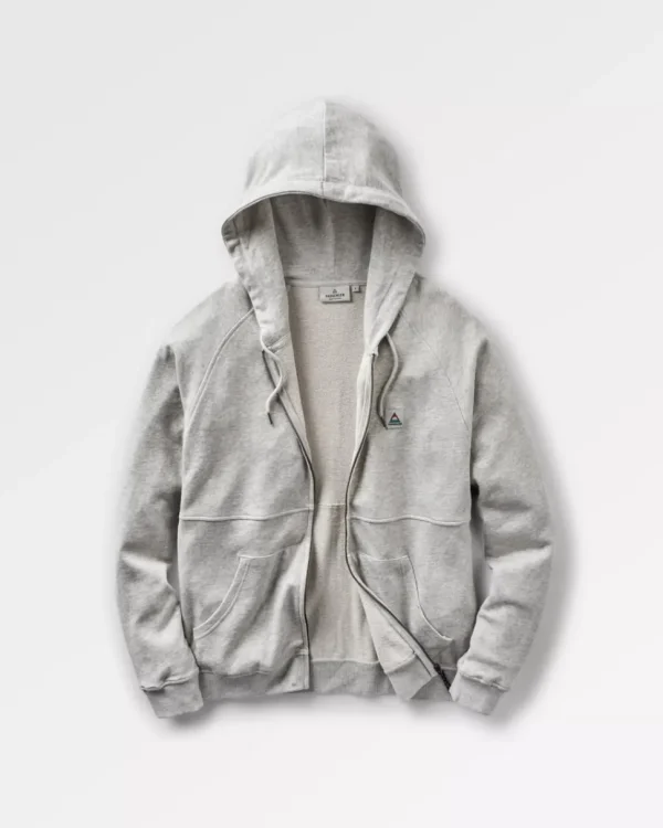 Store Passenger Heritage Full Zip Recycled Cotton Hoodie Grey Marl