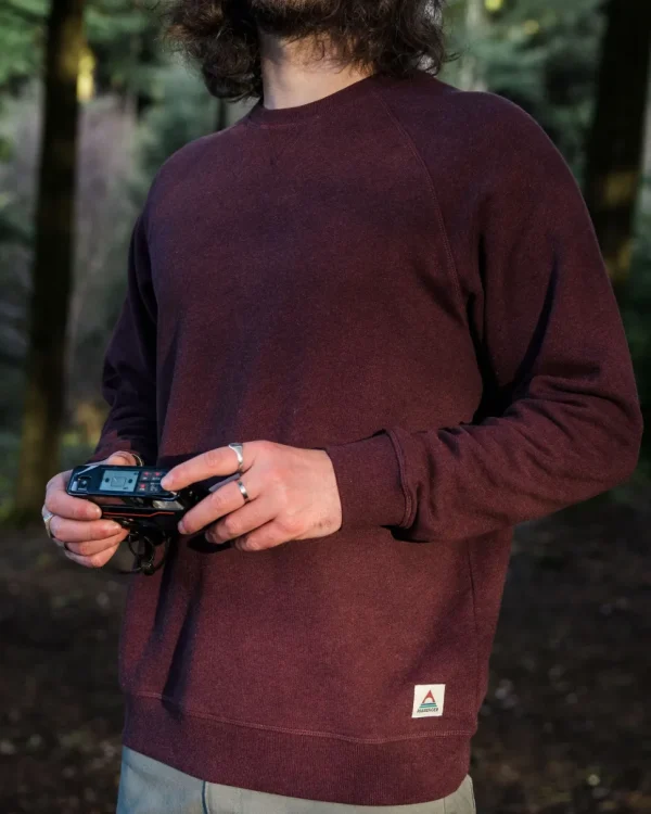 Online Passenger Heritage Organic Cotton Sweatshirt Wine Marl