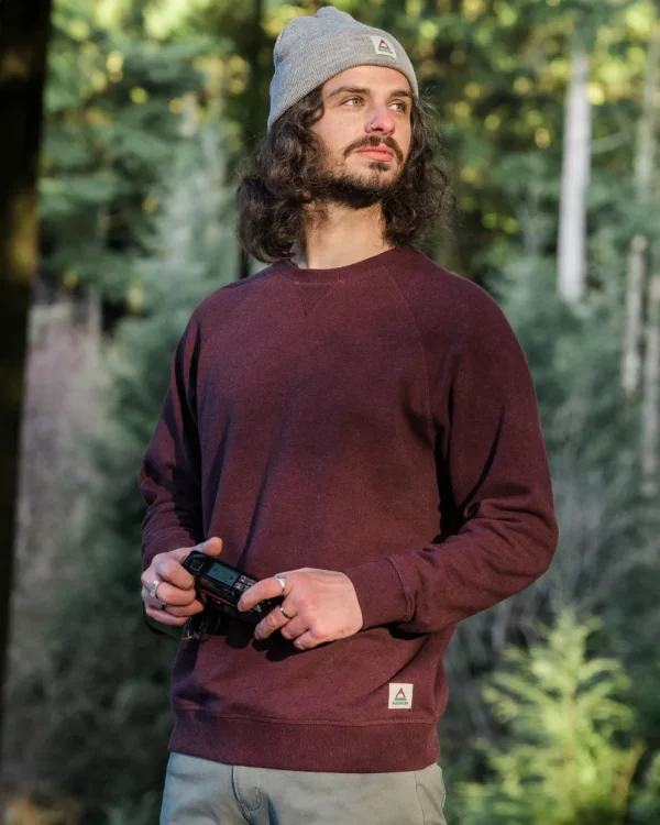 Online Passenger Heritage Organic Cotton Sweatshirt Wine Marl