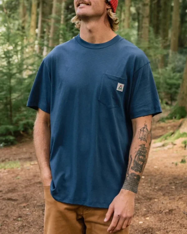 Outlet Passenger Heritage Recycled Relaxed Fit T-Shirt Dark Denim