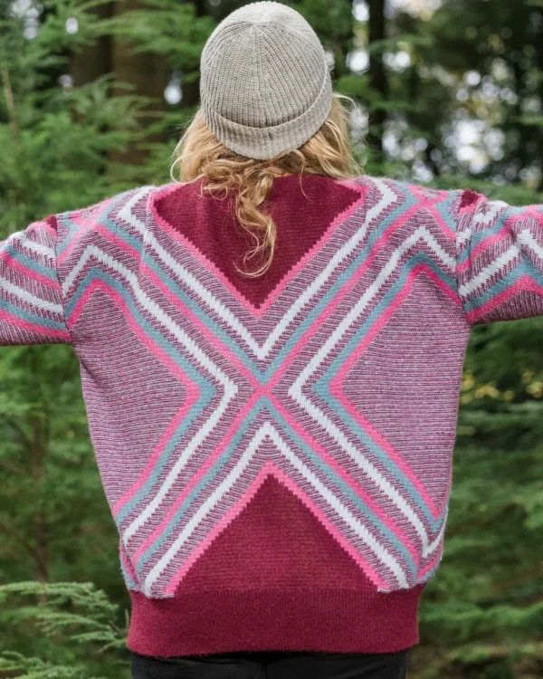 Cheap Passenger Homestead Oversized Recycled Knitted Jumper Wine