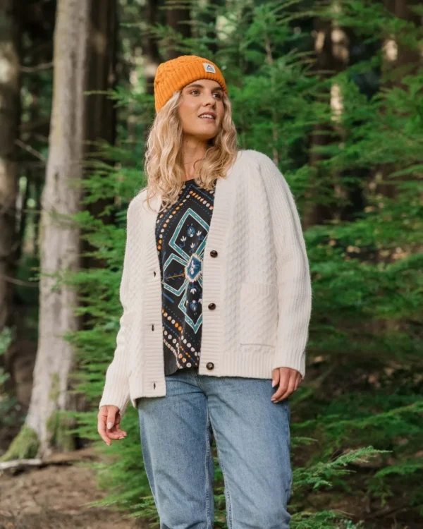 Shop Passenger Homey Recycled Knitted Cable Cardigan Off White