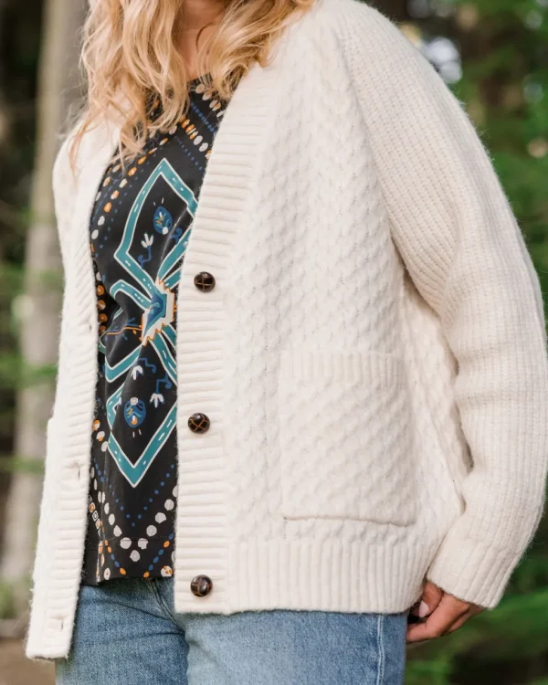 Shop Passenger Homey Recycled Knitted Cable Cardigan Off White