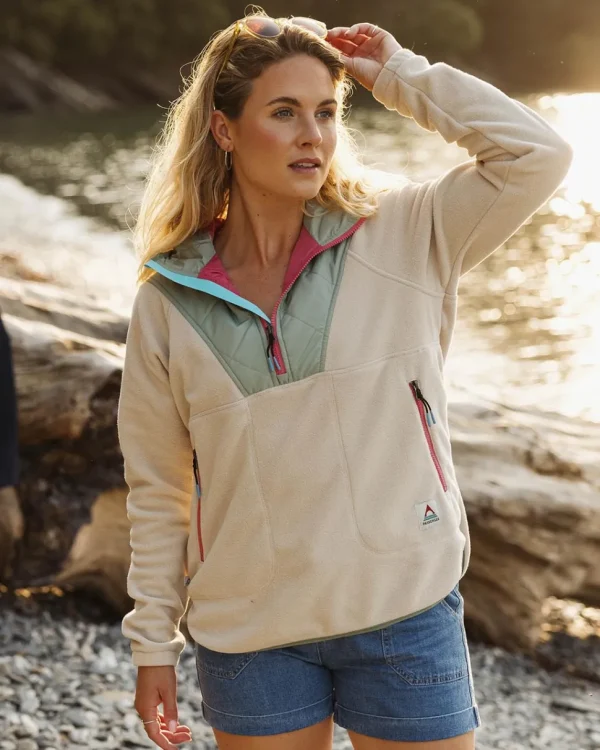 Best Sale Passenger Juana Recycled Polar Hooded Fleece Oatmeal