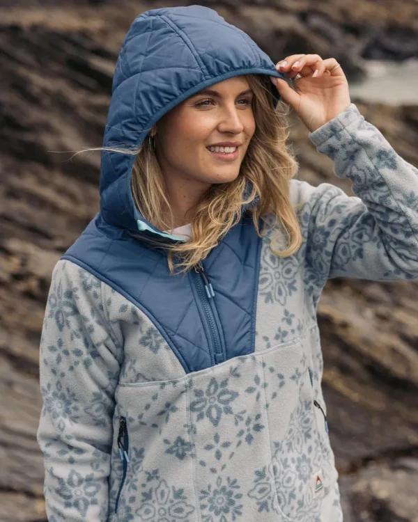Flash Sale Passenger Juana Recycled Polar Hooded Fleece Large Tile Washed Blue