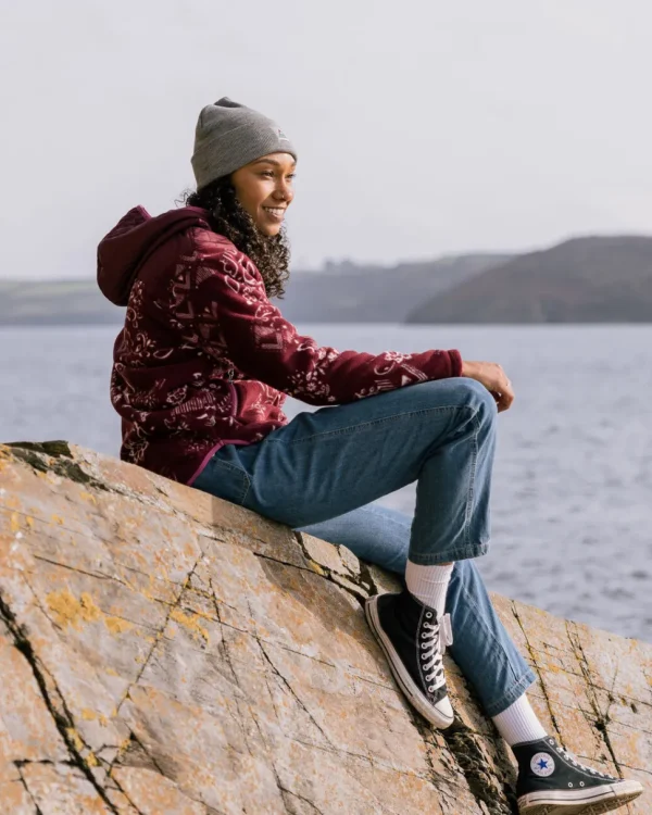 Online Passenger Juana Recycled Polar Hooded Fleece Wine