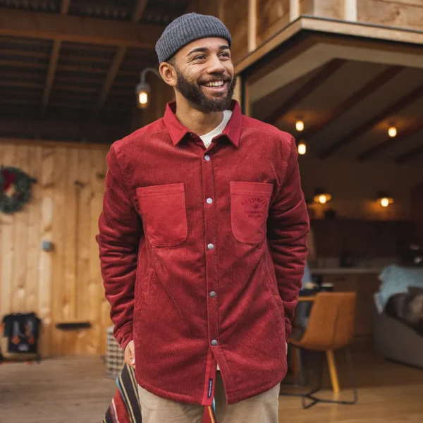 Best Passenger Kodiak Sherpa Lined Cord Overshirt Russet Brown