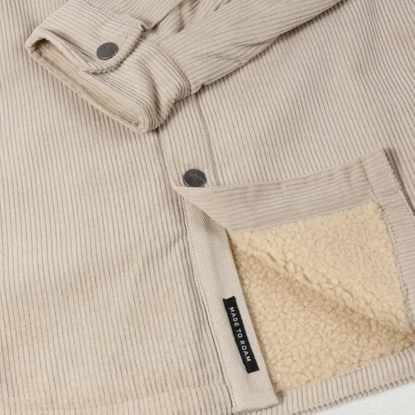 New Passenger Kodiak Sherpa Lined Cord Overshirt Feather Grey