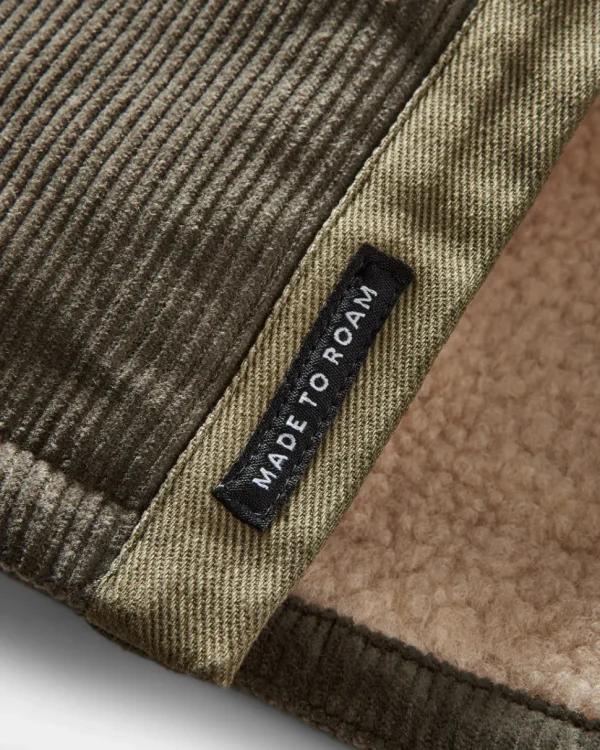 Flash Sale Passenger Kodiak Sherpa Lined Cord Overshirt Dusty Olive