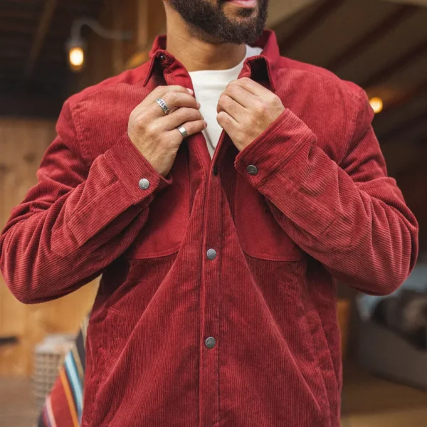 Best Passenger Kodiak Sherpa Lined Cord Overshirt Russet Brown