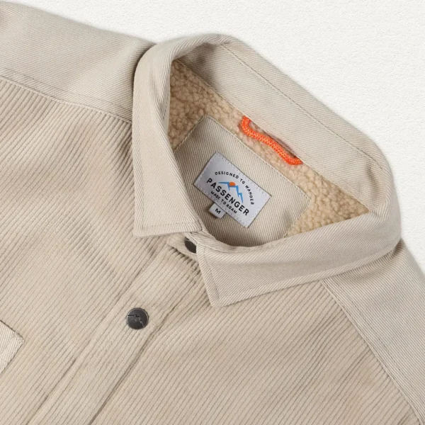 New Passenger Kodiak Sherpa Lined Cord Overshirt Feather Grey