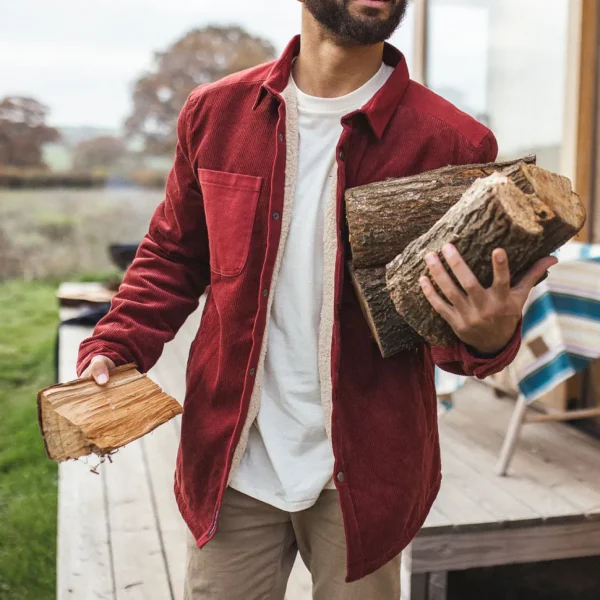 Best Passenger Kodiak Sherpa Lined Cord Overshirt Russet Brown