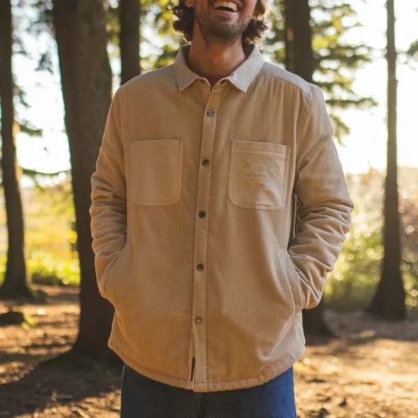 New Passenger Kodiak Sherpa Lined Cord Overshirt Feather Grey