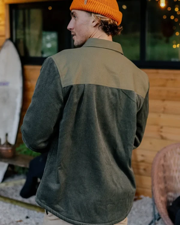 Flash Sale Passenger Kodiak Sherpa Lined Cord Overshirt Dusty Olive
