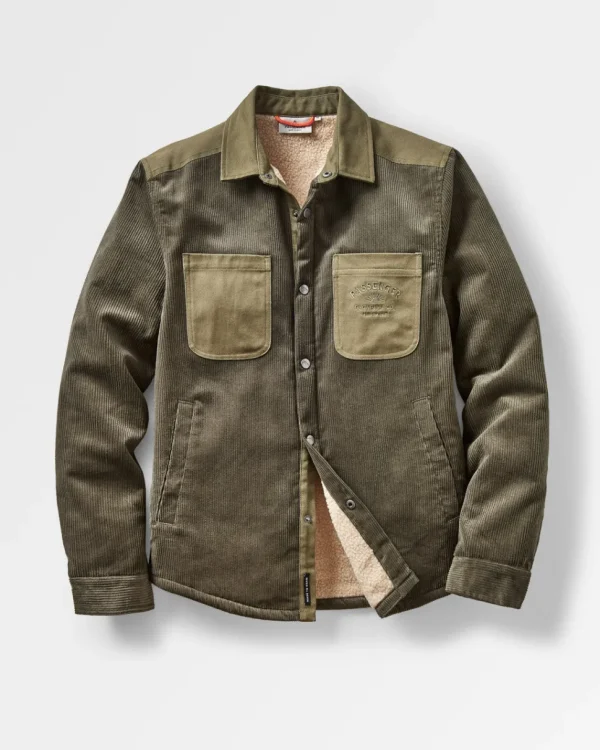 Flash Sale Passenger Kodiak Sherpa Lined Cord Overshirt Dusty Olive