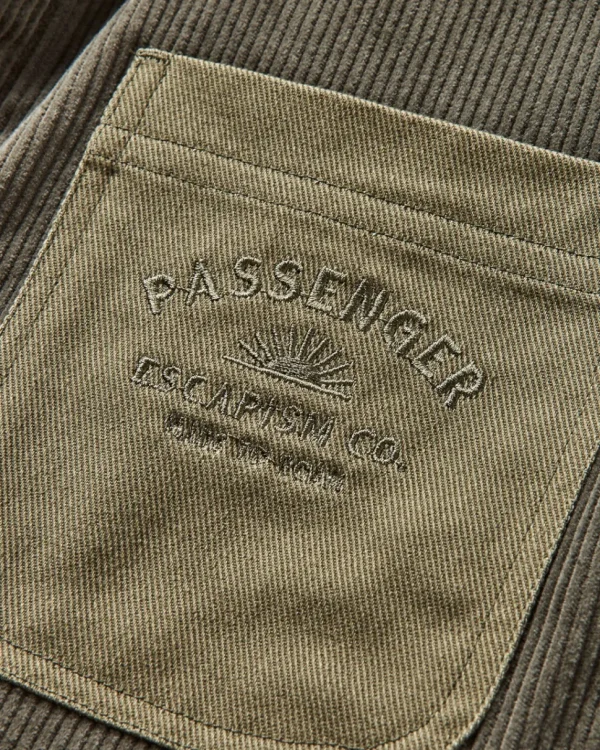 Flash Sale Passenger Kodiak Sherpa Lined Cord Overshirt Dusty Olive