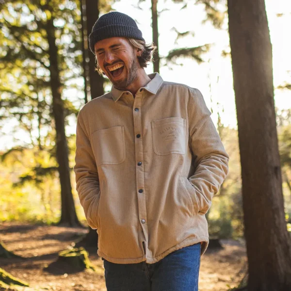 New Passenger Kodiak Sherpa Lined Cord Overshirt Feather Grey