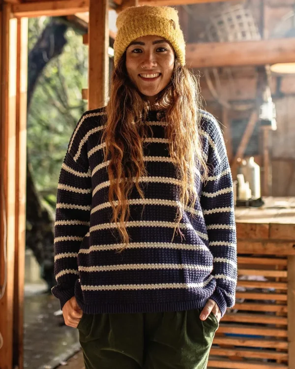 Best Sale Passenger Lakewood Organic Cotton Knitted Jumper Navy Stripe