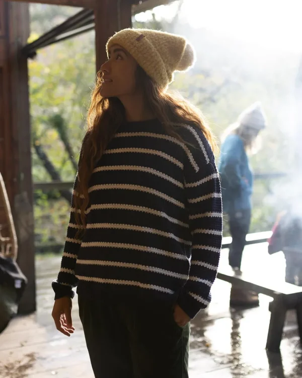 Best Sale Passenger Lakewood Organic Cotton Knitted Jumper Navy Stripe