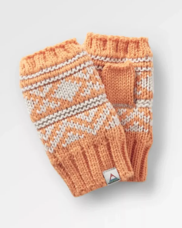 Online Passenger Lily Recycled Fleece Lined Fingerless Mittens Apricot