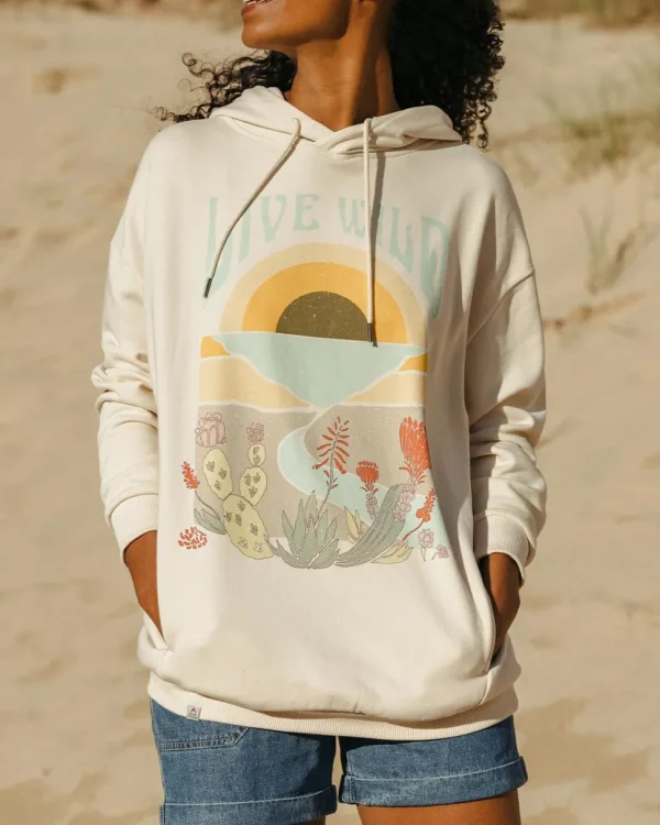 Store Passenger Live Wild Recycled Cotton Oversized Hoodie Birch