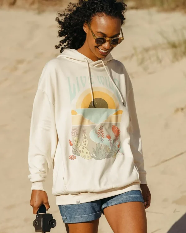 Store Passenger Live Wild Recycled Cotton Oversized Hoodie Birch