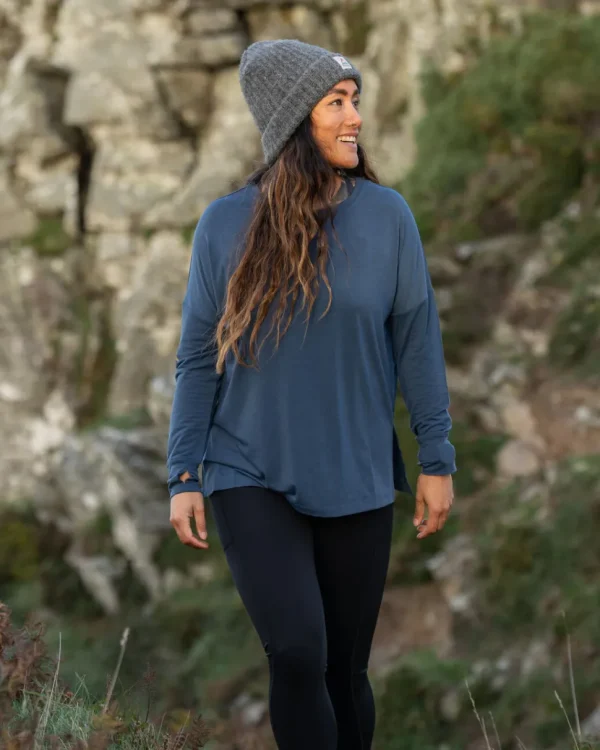 Outlet Passenger Lotus Recycled Active LS Top Dark Denim