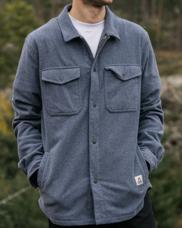 Discount Passenger Maple Recycled Polar Fleece Shirt Navy Marl