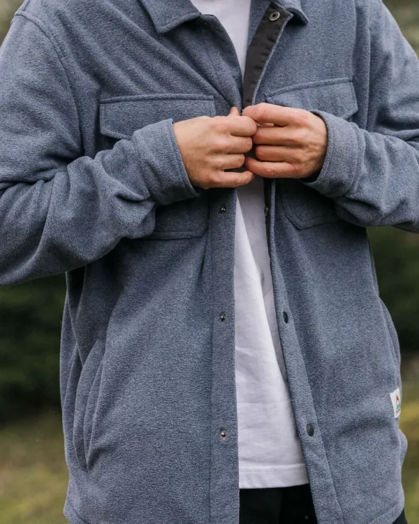 Discount Passenger Maple Recycled Polar Fleece Shirt Navy Marl