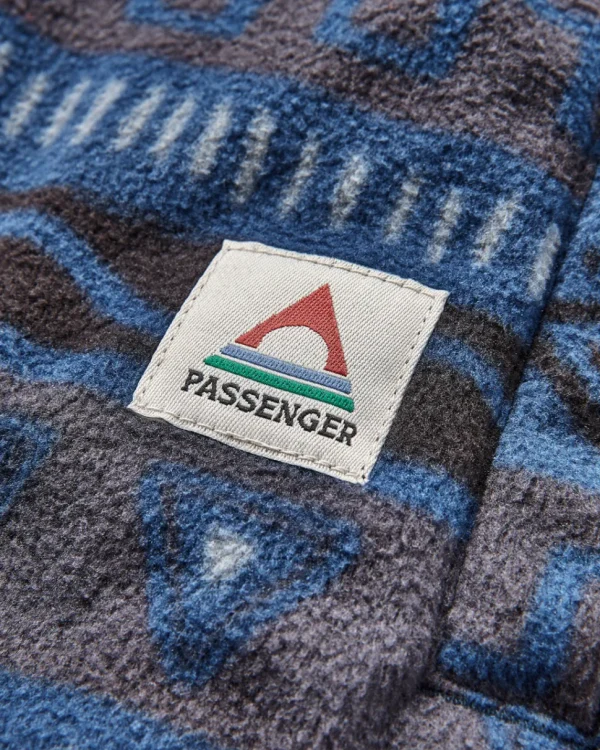 Store Passenger Maple Recycled Polar Fleece Shirt Abstract Stripe Dark Denim