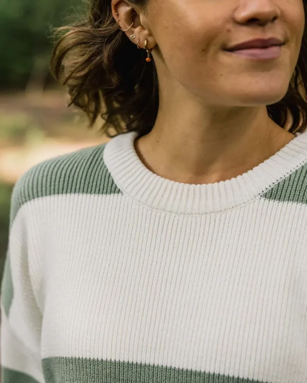 Best Sale Passenger Moments Organic Oversized Knitted Jumper Pistachio Stripe