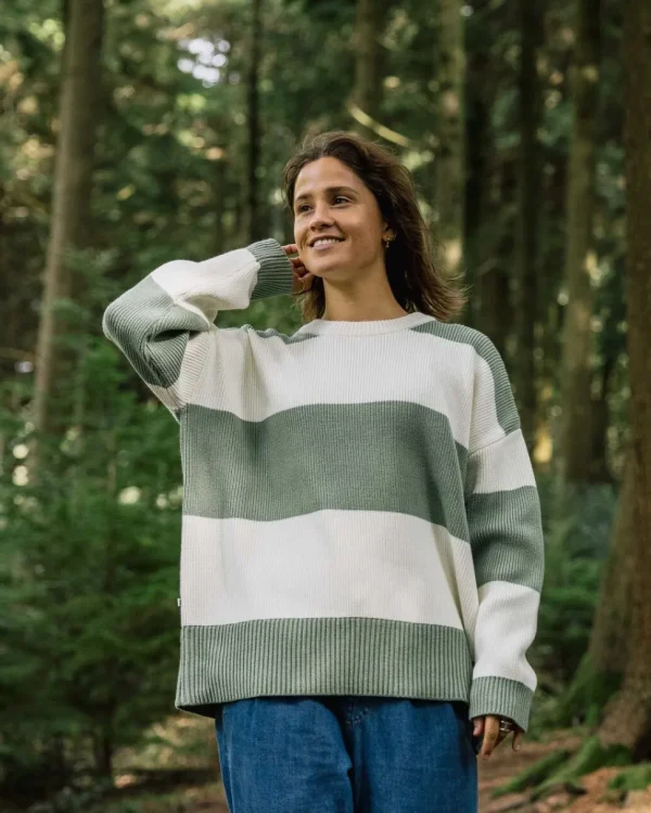 Best Sale Passenger Moments Organic Oversized Knitted Jumper Pistachio Stripe
