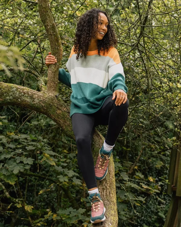 Discount Passenger Moments Organic Oversized Knitted Jumper Multi Stripe