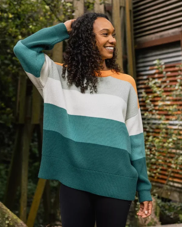 Discount Passenger Moments Organic Oversized Knitted Jumper Multi Stripe