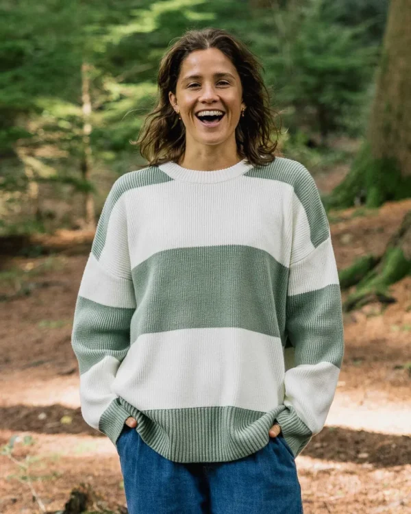 Best Sale Passenger Moments Organic Oversized Knitted Jumper Pistachio Stripe