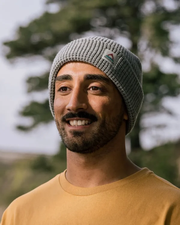 Store Floris van Bommel Moss Double Layer Recycled Waffle Beanie Grey Marl