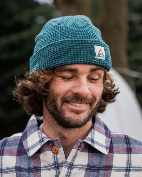 Best Sale Floris van Bommel Moss Double Layer Recycled Waffle Beanie Mediterranean