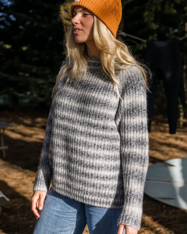 Cheap Passenger Mountainside Mock Neck Recycled Knitted Jumper Multi Grey