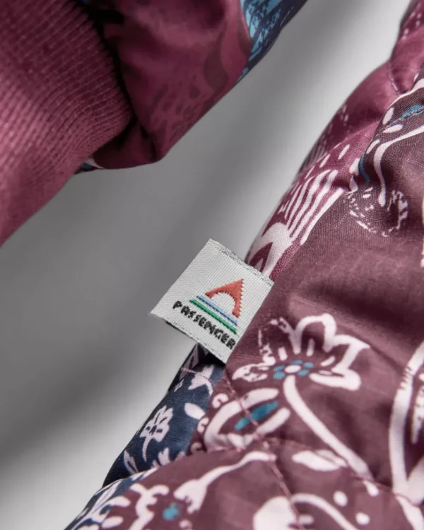 Store Passenger Ocean Recycled Insulated 1/2 Zip Jacket Boho Broken Patchwork Wine