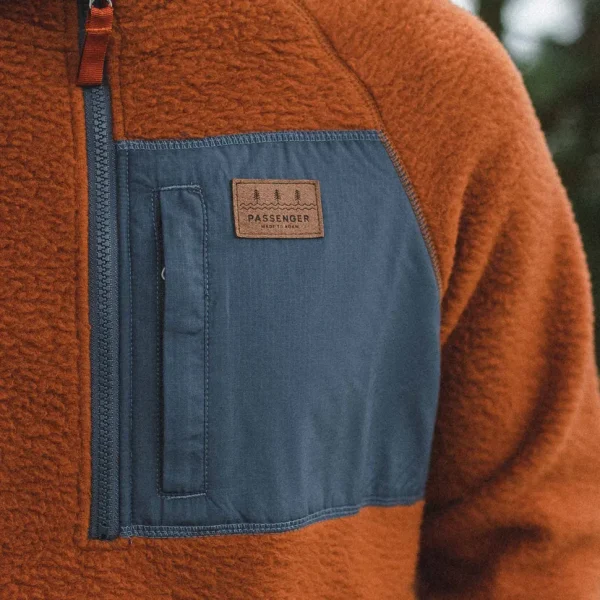 Outlet Floris van Bommel Offgrid 1/4 Zip Recycled Sherpa Fleece Glazed Ginger