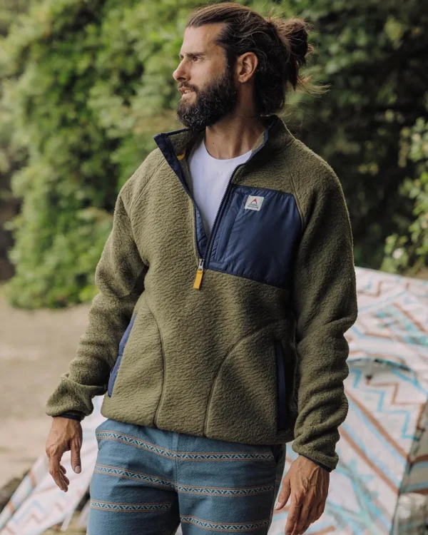 Flash Sale Passenger Offgrid 1/4 Zip Recycled Sherpa Fleece Khaki