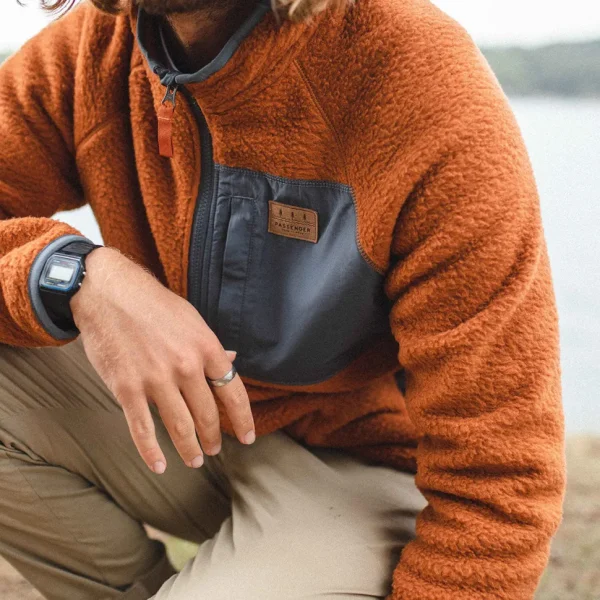 Outlet Floris van Bommel Offgrid 1/4 Zip Recycled Sherpa Fleece Glazed Ginger