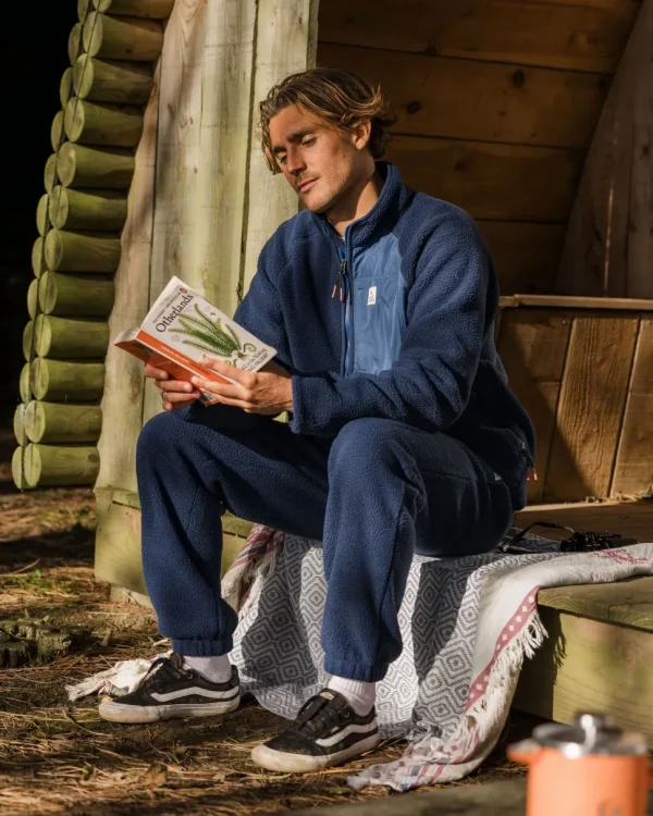 Store Floris van Bommel Offgrid Recycled Sherpa Fleece Jogger Rich Navy