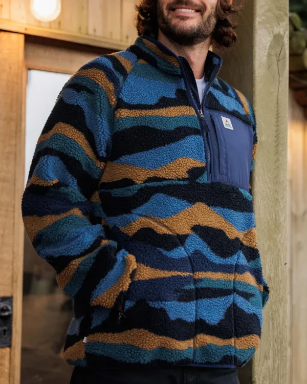 Hot Floris van Bommel Offroad Recycled Sherpa 1/2 Zip Fleece Scenic Navy