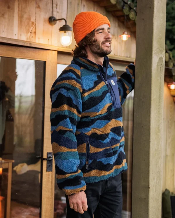 Hot Floris van Bommel Offroad Recycled Sherpa 1/2 Zip Fleece Scenic Navy