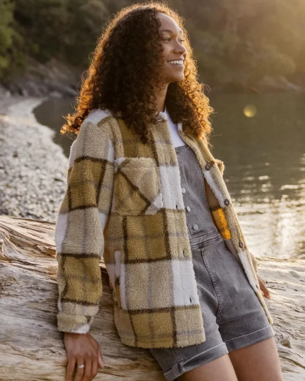 Online Passenger Olympus Yarn Dye Recycled Sherpa Fleece Shirt Honey Check