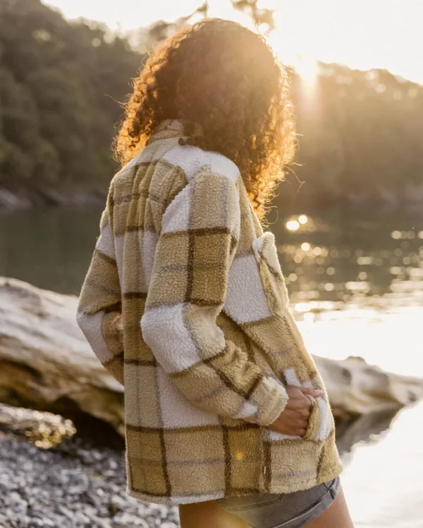 Online Passenger Olympus Yarn Dye Recycled Sherpa Fleece Shirt Honey Check