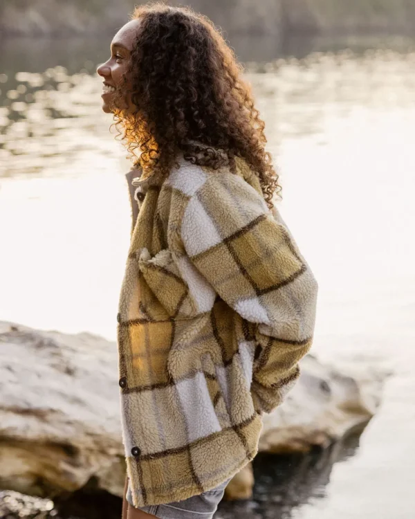 Online Passenger Olympus Yarn Dye Recycled Sherpa Fleece Shirt Honey Check